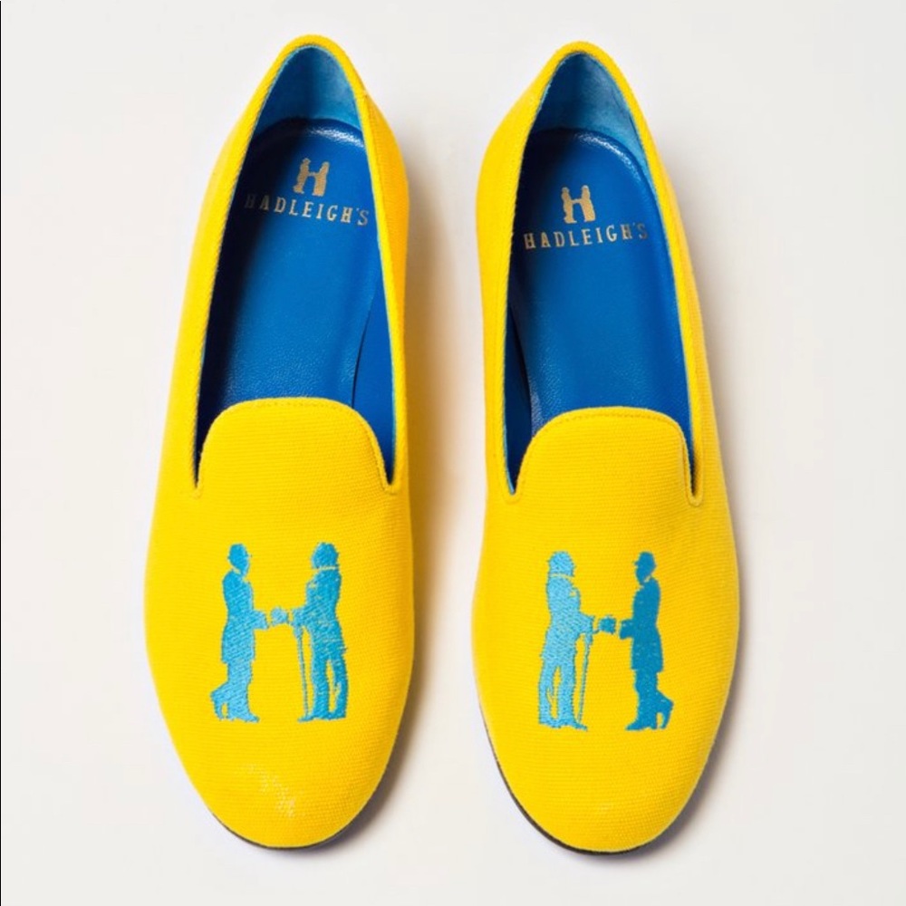 Hadleighs yellow smoking slippers size 8